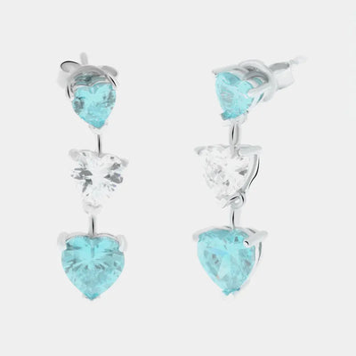 Orecchini in Argento 925 con cuori celesti e bianchi