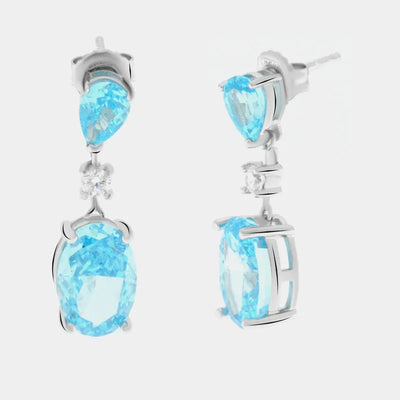 Orecchini in Argento 925 con zirconi celesti pendenti Collezione Amsterdam - BYSIMON gioielli