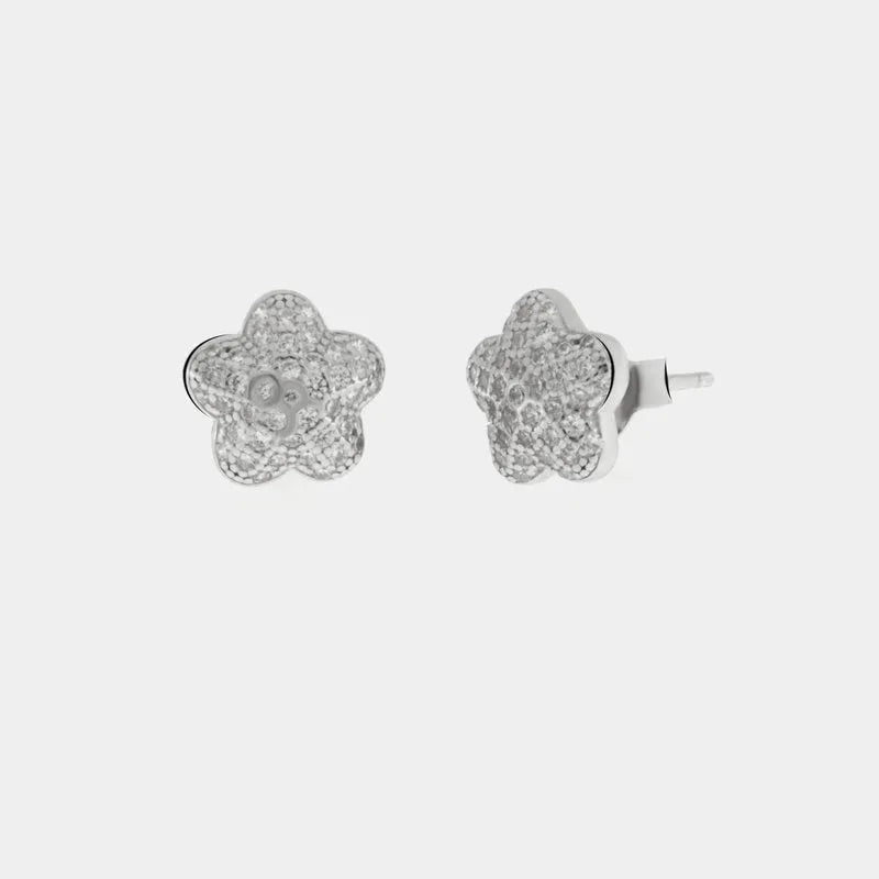 Orecchini a lobo a fiore in argento con zirconi - Gioielli Pavan Orecchini a lobo a fiore in argento con zirconi - Gioielli Pavan