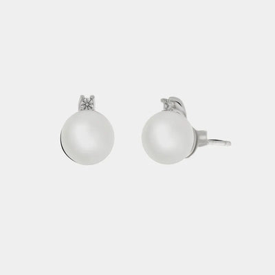 Orecchini in Argento 925 con perla e zircone bianco - BYSIMON gioielli