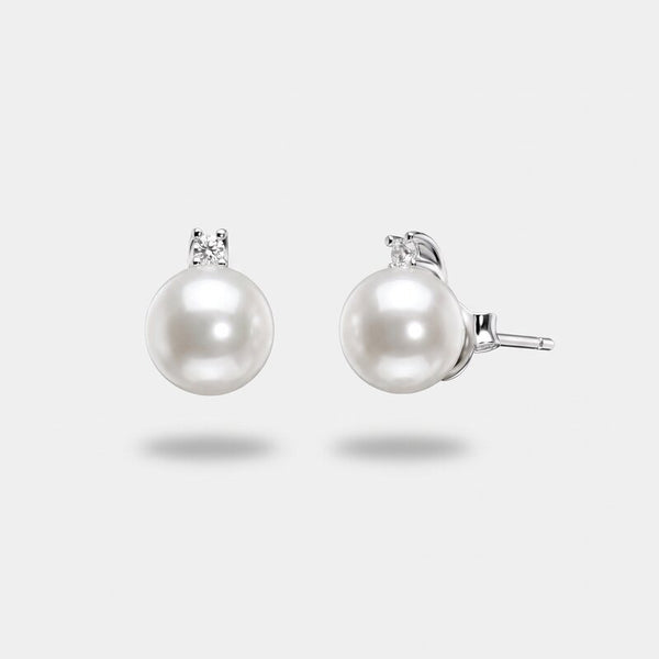 Orecchini in Argento 925 con perla e zircone bianco - BYSIMON gioielli