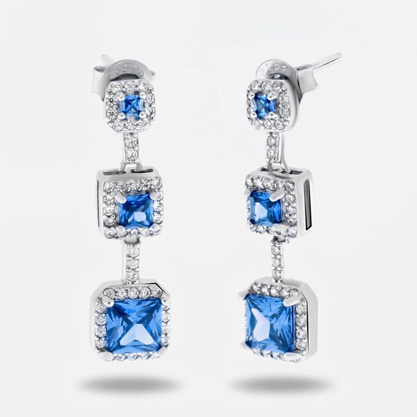 Orecchini in Argento 925 con zirconi azzurri - BYSIMON gioielli