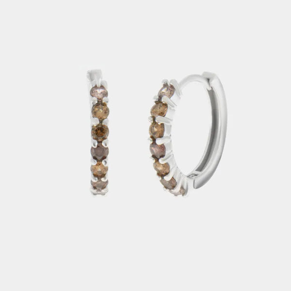 Orecchini in Argento 925 cerchio con zirconi nelle sfumature del marrore