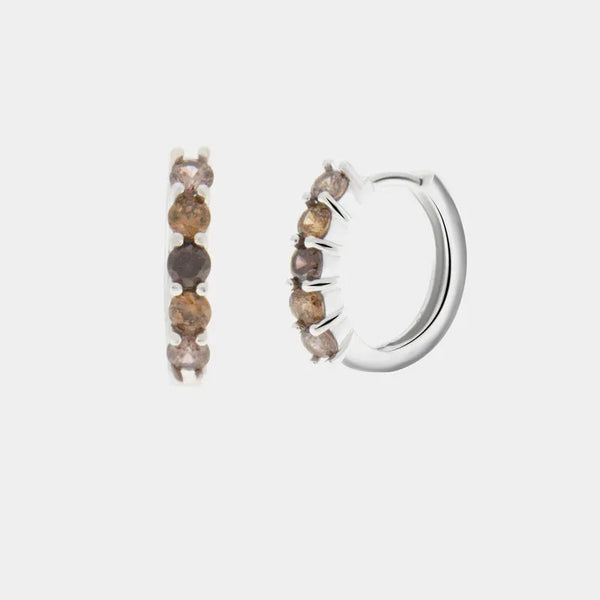 925 Silver Earrings with Zirconia in Brown Shades