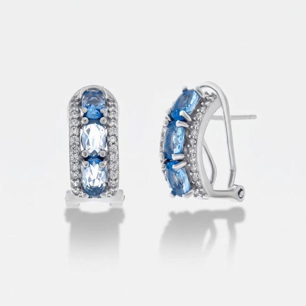 Orecchini in Argento 925 con zirconi azzurri e bianchi - BYSIMON gioielli
