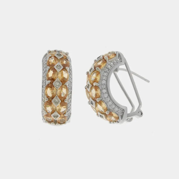 Orecchini in Argento 925 semicerchio con zirconi champagne - BYSIMON gioielli