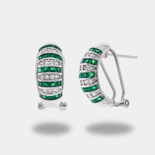 Orecchini in Argento 925 con zirconi verdi e bianchi - BYSIMON gioielli