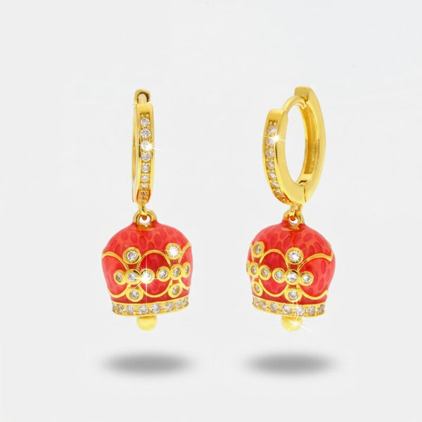 Orecchini in Argento 925 con campanella arancio