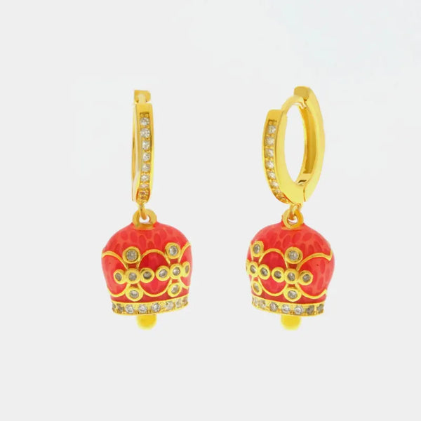 Orecchini in Argento 925 con campanella arancio