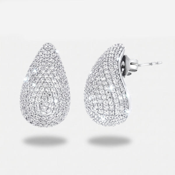 Orecchini in Argento 925 ovali bombati con zirconi Collezione Amsterdam - BYSIMON gioielli