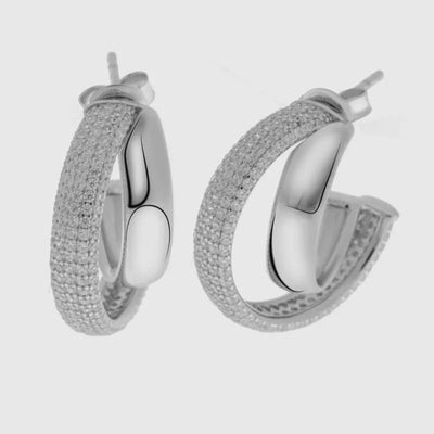 Orecchini in Argento 925 ovali con zirconi Collezione Amsterdam - BYSIMON gioielli
