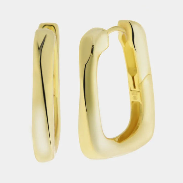 Orecchini in Argento 925 forma quadrata liscia gold Collezione Amsterdam - BYSIMON gioielli