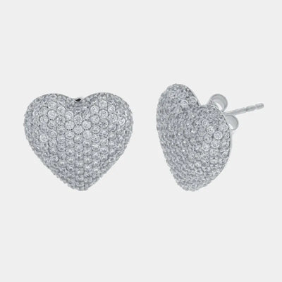 Orecchini in Argento 925 cuore bombato con zirconi Collezione Amsterdam - BYSIMON gioielli