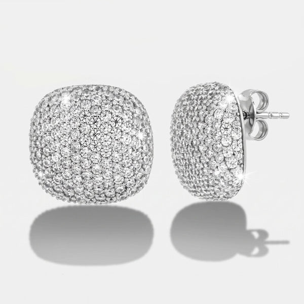 Orecchini in Argento 925 quadrato bombato con zirconi Collezione Amsterdam - BYSIMON gioielli