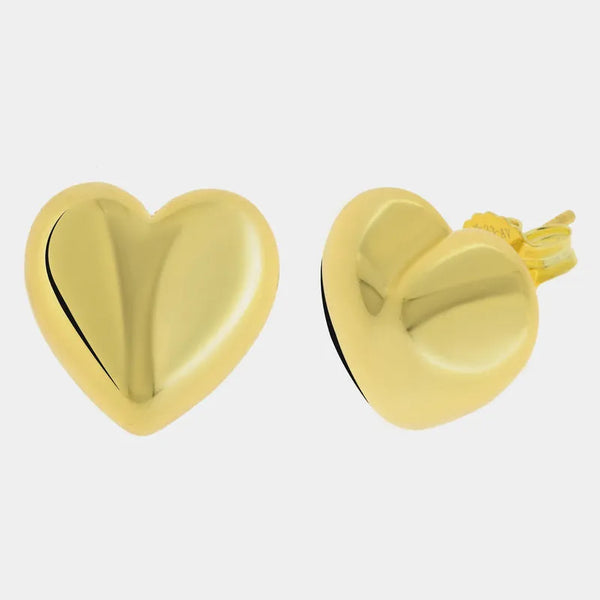 Orecchini in Argento 925 cuore bombato gold a lobo Collezione Amsterdam - BYSIMON gioielli