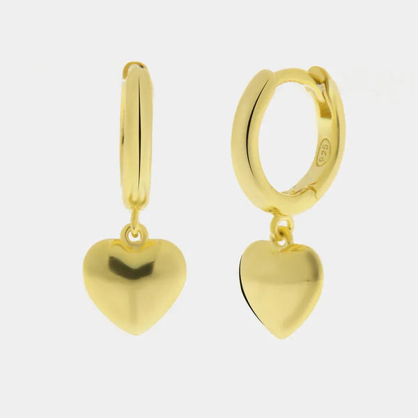 Orecchini in Argento 925 a cerchietto con cuore pendente - BYSIMON gioielli