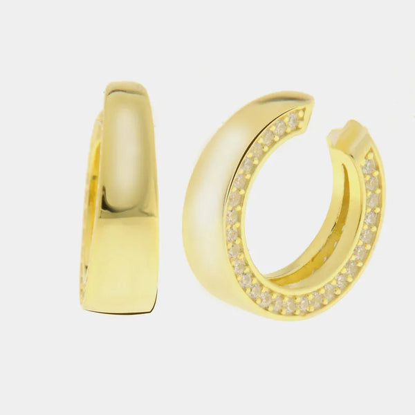 Orecchini in Argento 925 ear cuff a cerchio liscio con zirconi Collezione Amsterdam - BYSIMON gioielli