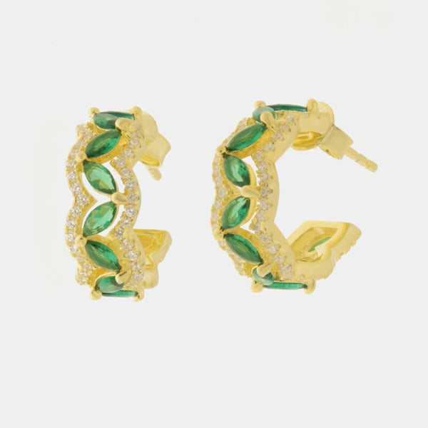 Orecchini in Argento 925 semicerchi con cristalli verdi - BYSIMON gioielli