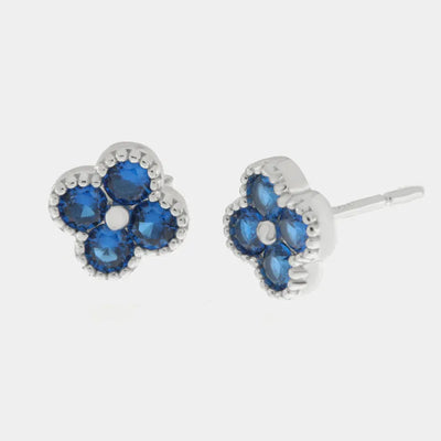 Orecchini argento 925 con fiore blu - BYSIMON gioielli