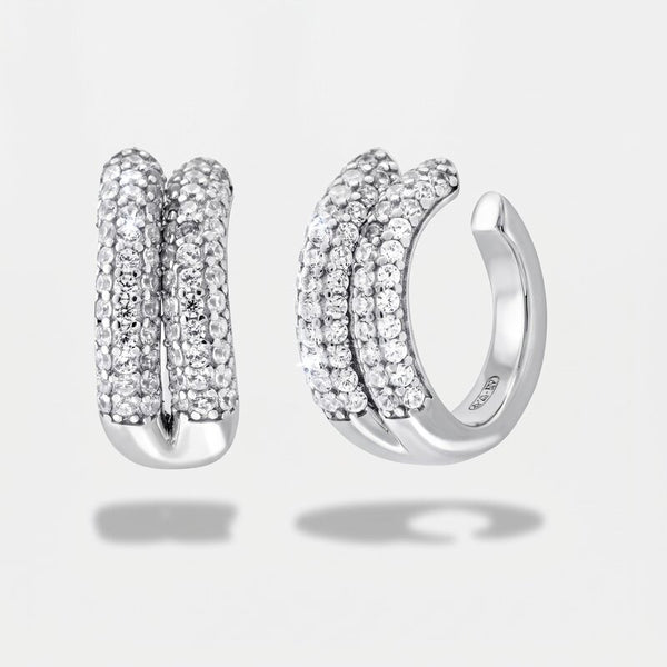 Orecchini in Argento 925 doppio semicerchio con zirconi BYSIMON - gioiello BySimon