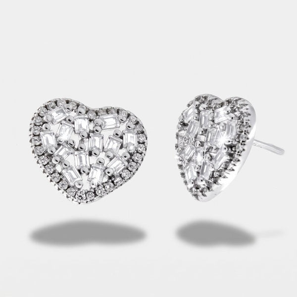 Orecchini in Argento 925 a forma di cuore con zirconi - BYSIMON gioielli