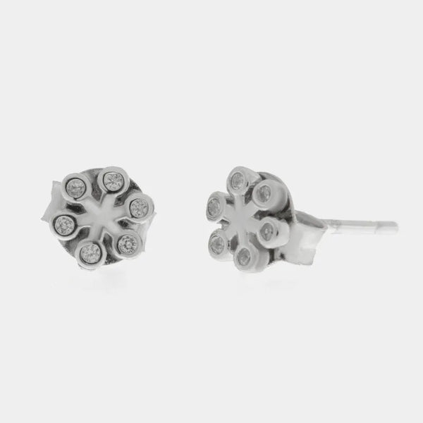 Orecchini in Argento 925 a forma i fiore e zirconi - BYSIMON gioielli