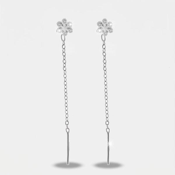 Orecchini in Argento 925 saliscendi con fiore - BYSIMON gioielli