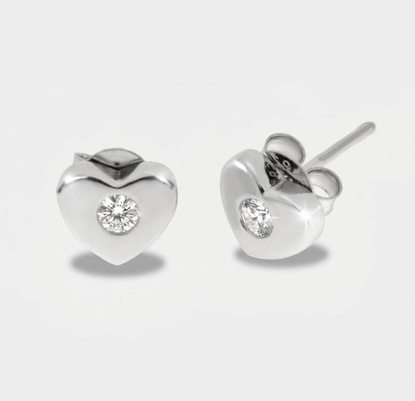 Orecchini in Argento 925 a forma di cuore con zircone - BYSIMON gioielli