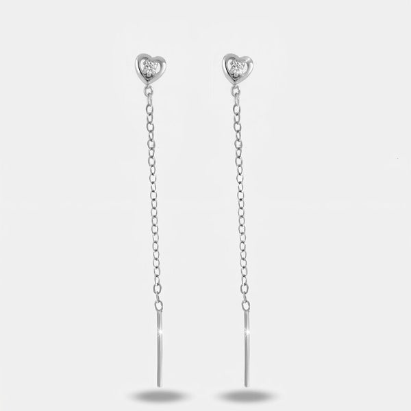 Orecchini in Argento 925 saliscendi con cuore - BYSIMON gioielli