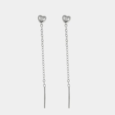 Orecchini in Argento 925 saliscendi con cuore