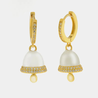 Orecchini in Argento 925 con campanella bianca e zirconi