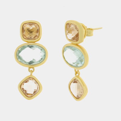 Orecchini in Argento 925 con zirconi rosa e verde pendenti SIMEONE - gioiello BySimon