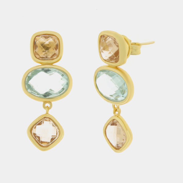 Orecchini in Argento 925 con zirconi rosa e verde pendenti SIMEONE - gioiello BySimon