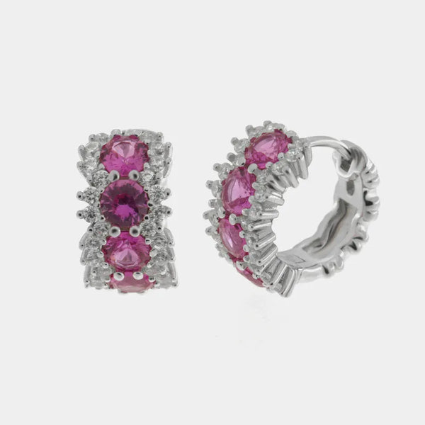 Orecchini in Argento 925 a cerchio con zirconi viola - BYSIMON gioielli