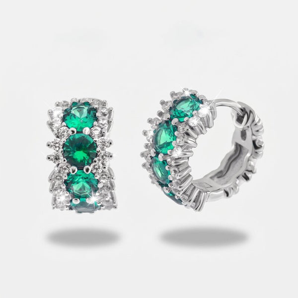 Orecchini argento 925 a cerchio con zirconi verde - BYSIMON gioielli