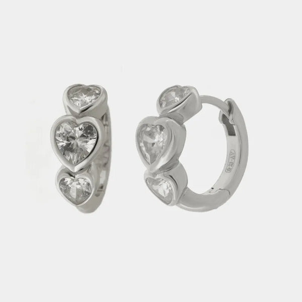 Orecchini in Argento 925 a cerchio con cuori - BYSIMON gioielli