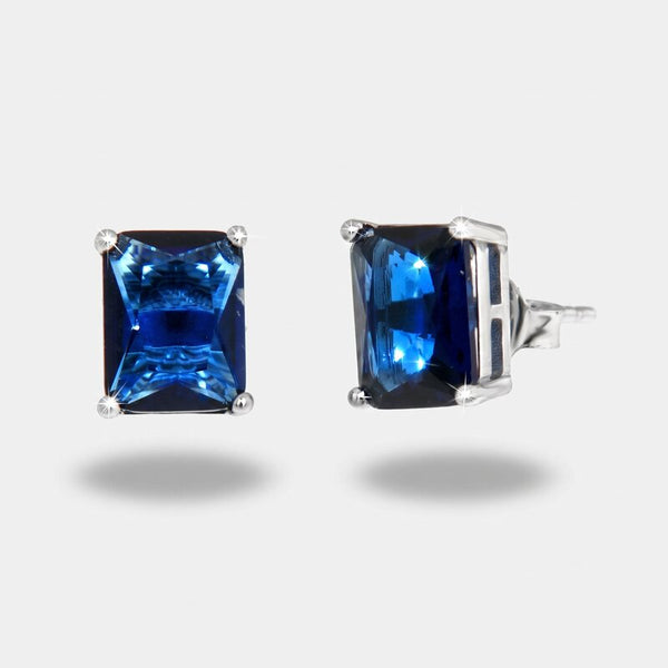 Orecchini in Argento 925 rettangolo blu - BYSIMON gioielli