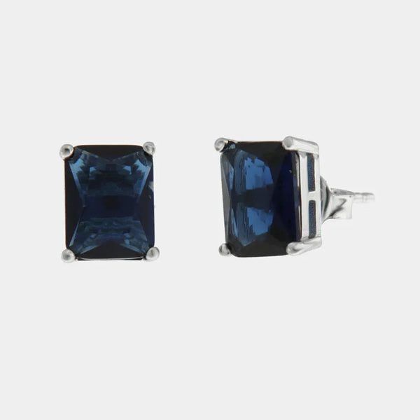 Orecchini in Argento 925 rettangolo blu - BYSIMON gioielli