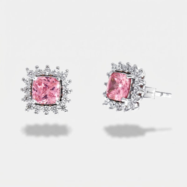 Orecchini in Argento 925 a lobo con zircone rosa - BYSIMON gioielli