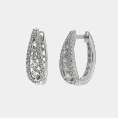 Orecchini in Argento 925 ovale con zirconi