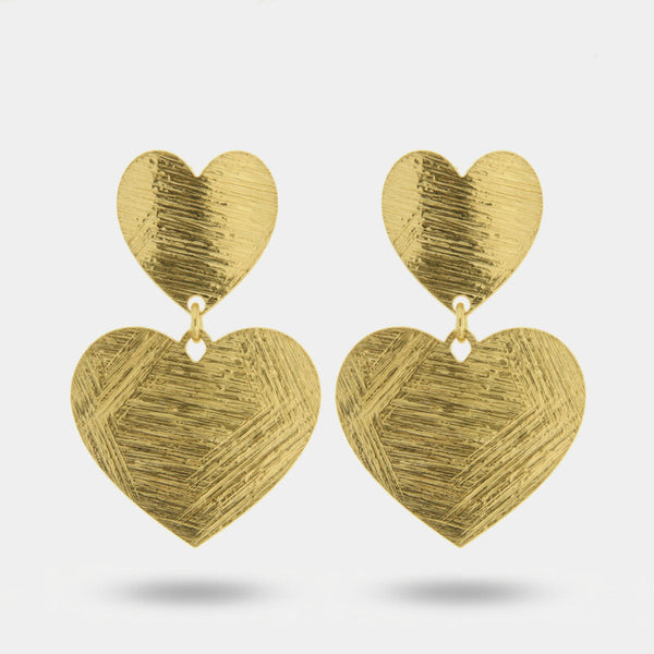 Orecchini in Argento 925 con cuori gold graffiati - BYSIMON gioielli