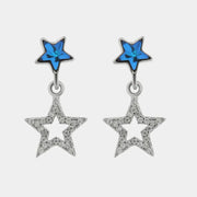 Orecchini in Argento 925 stella zirconata pendente e stella blu a lobo