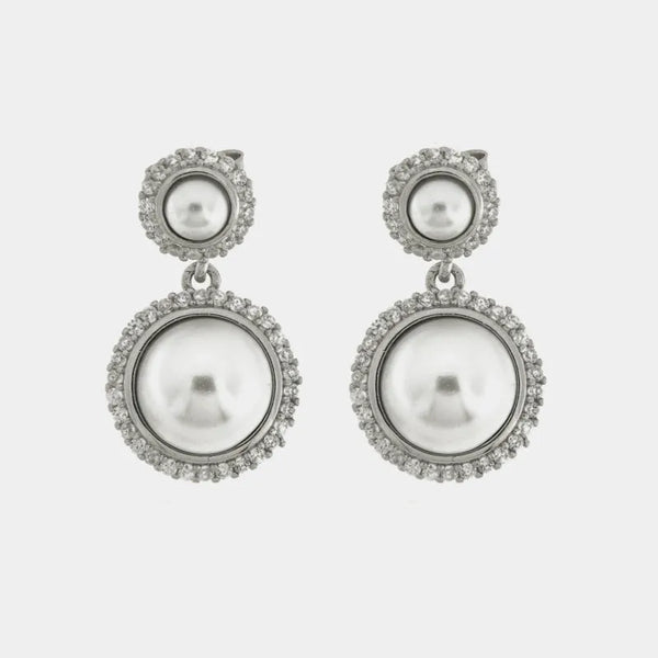 Orecchini in Argento 925 con perle impreziosite da zirconi - BYSIMON gioielli