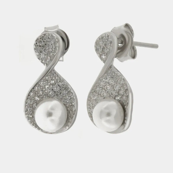 Orecchini in Argento 925 perla con zirconi - BYSIMON gioielli