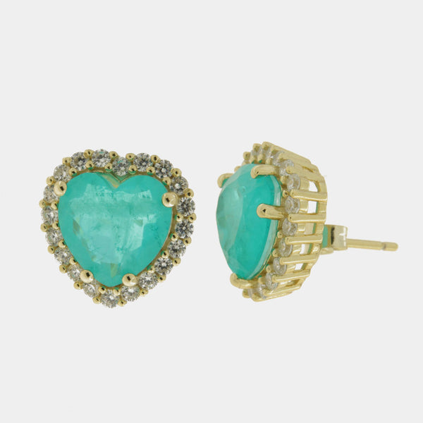 Orecchini in Argento 925 cuore verde a lobo SIMEONE - gioiello BySimon