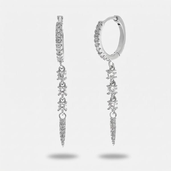 Orecchini in Argento 925 cerchio con zirconi pendenti Collezione Hanoi - BYSIMON gioielli