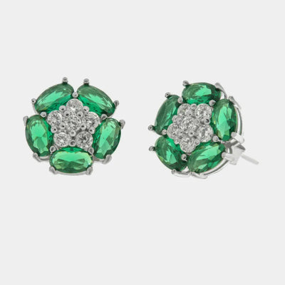 Orecchini in Argento 925 fiore zirconato verde Collezione Hanoi - BYSIMON gioielli