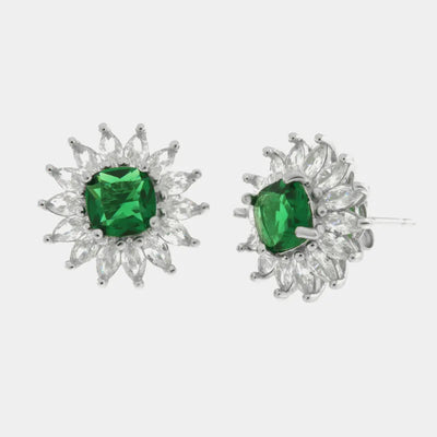 Orecchini in Argento 925 fiore zirconato verde Collezione Hanoi - BYSIMON gioielli