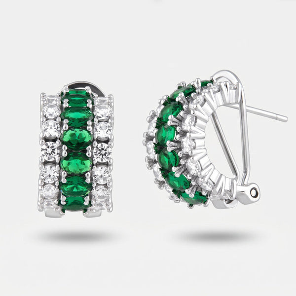 Orecchini in Argento 925 semicerchio con zirconi verdi Collezione Hanoi - BYSIMON gioielli