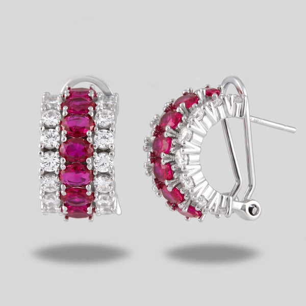 Orecchini in Argento 925 semicerchio con zirconi rossi Collezione Hanoi - BYSIMON gioielli
